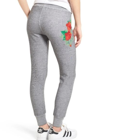 WILDFOX Jack Red Roses Embroidered Jogger Pants - Picture 2 of 9